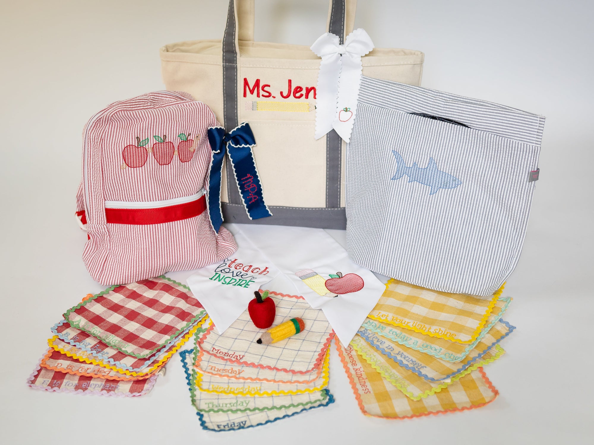 monogrammed and embroidered back to school items