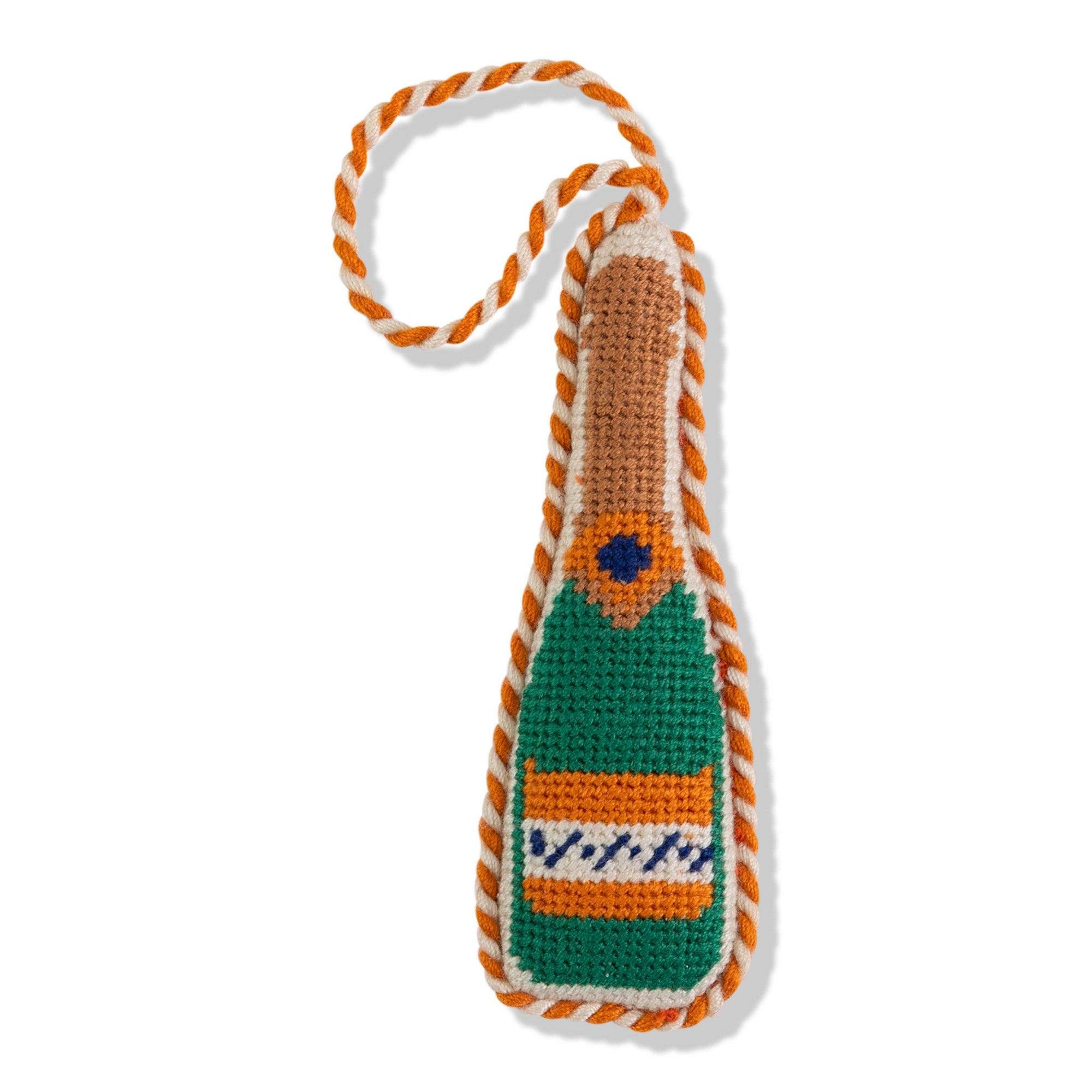 Needlepoint Ornament- Champagne Bottle