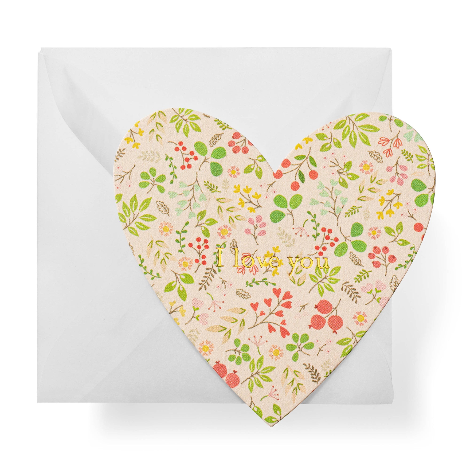 "Love You" Floral Heart Enclosure Card