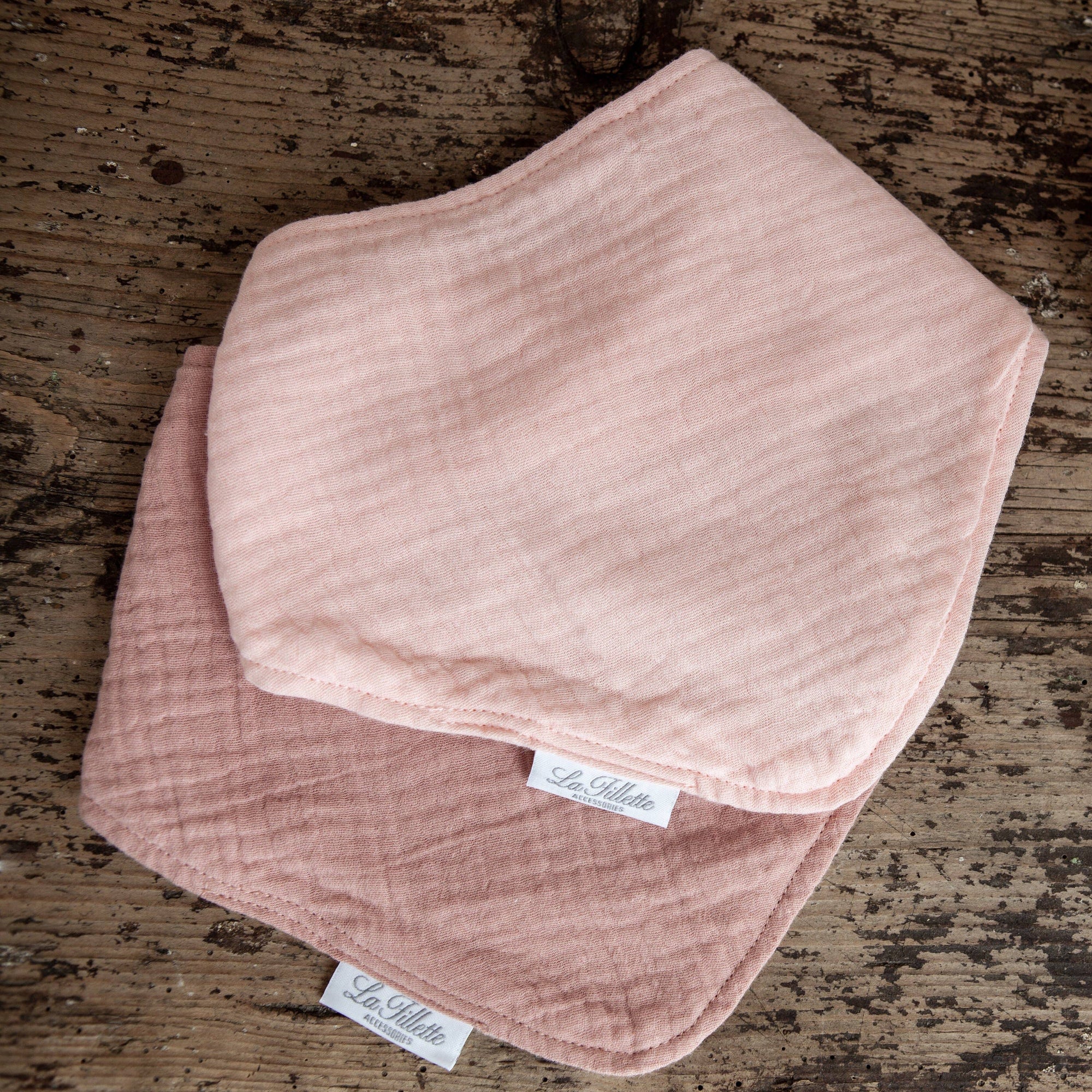 Cotton Muslin Scarf Bib- Light Pink