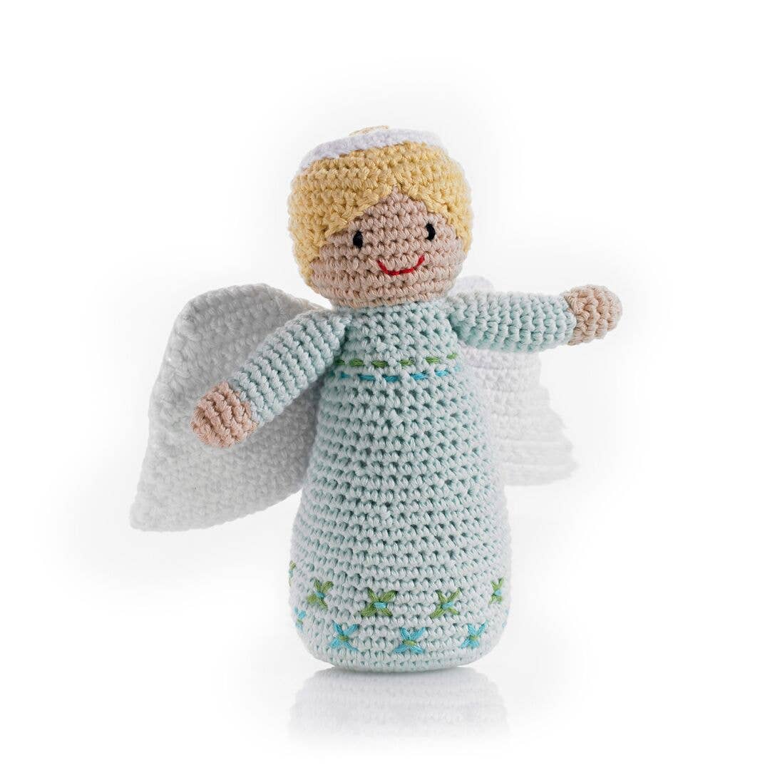 Knit Angel Rattle- Turquoise