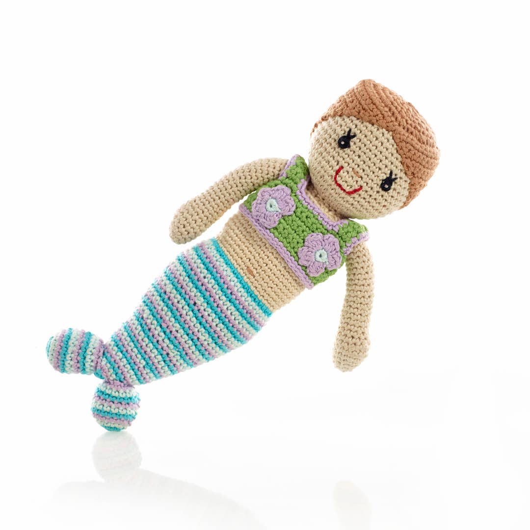 Knit Mermaid Doll- Turquoise
