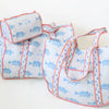 Monogrammed Expandable Tote- Blue Fish