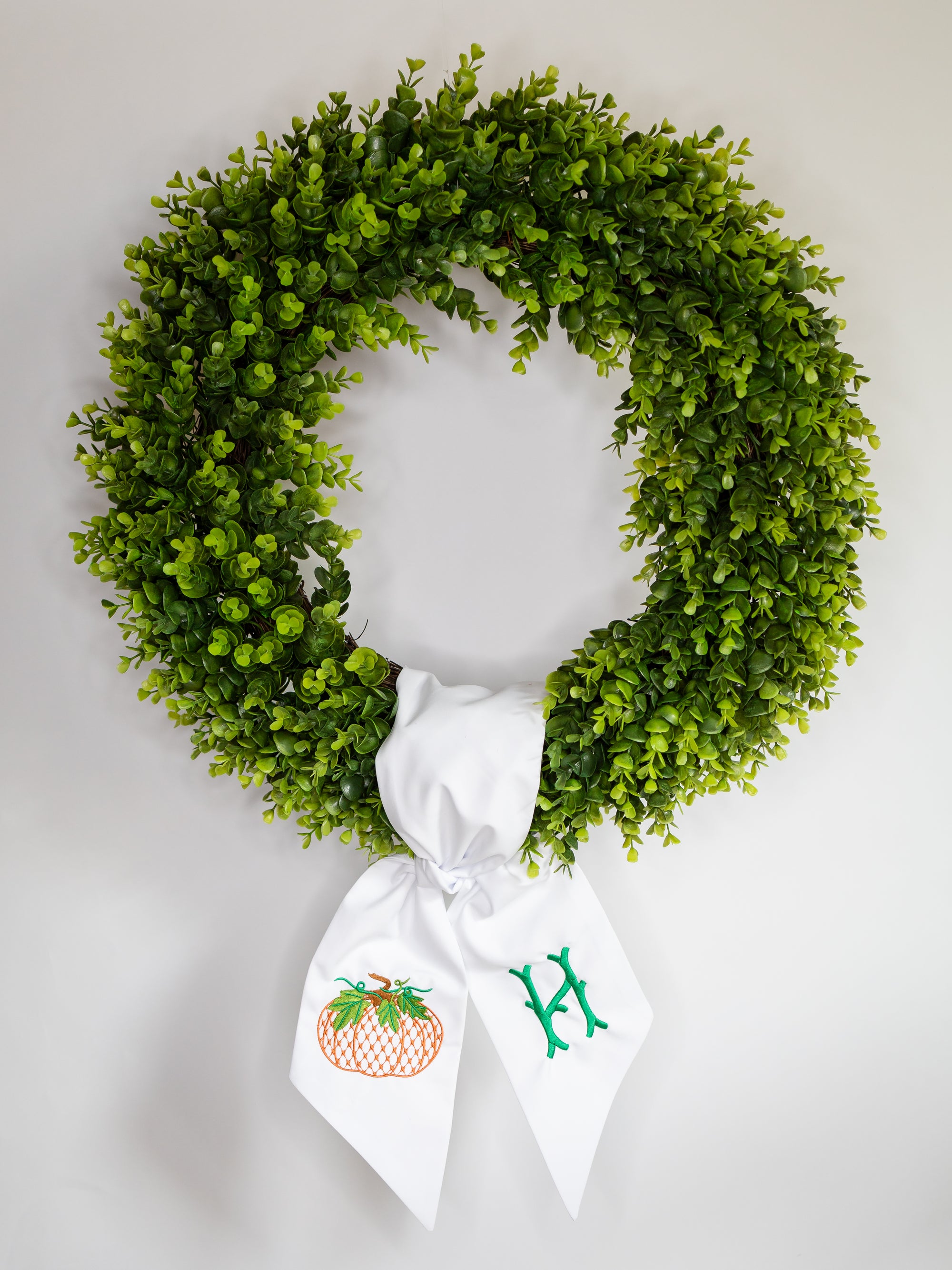 Embroidered Pumpkin Wreath Sash