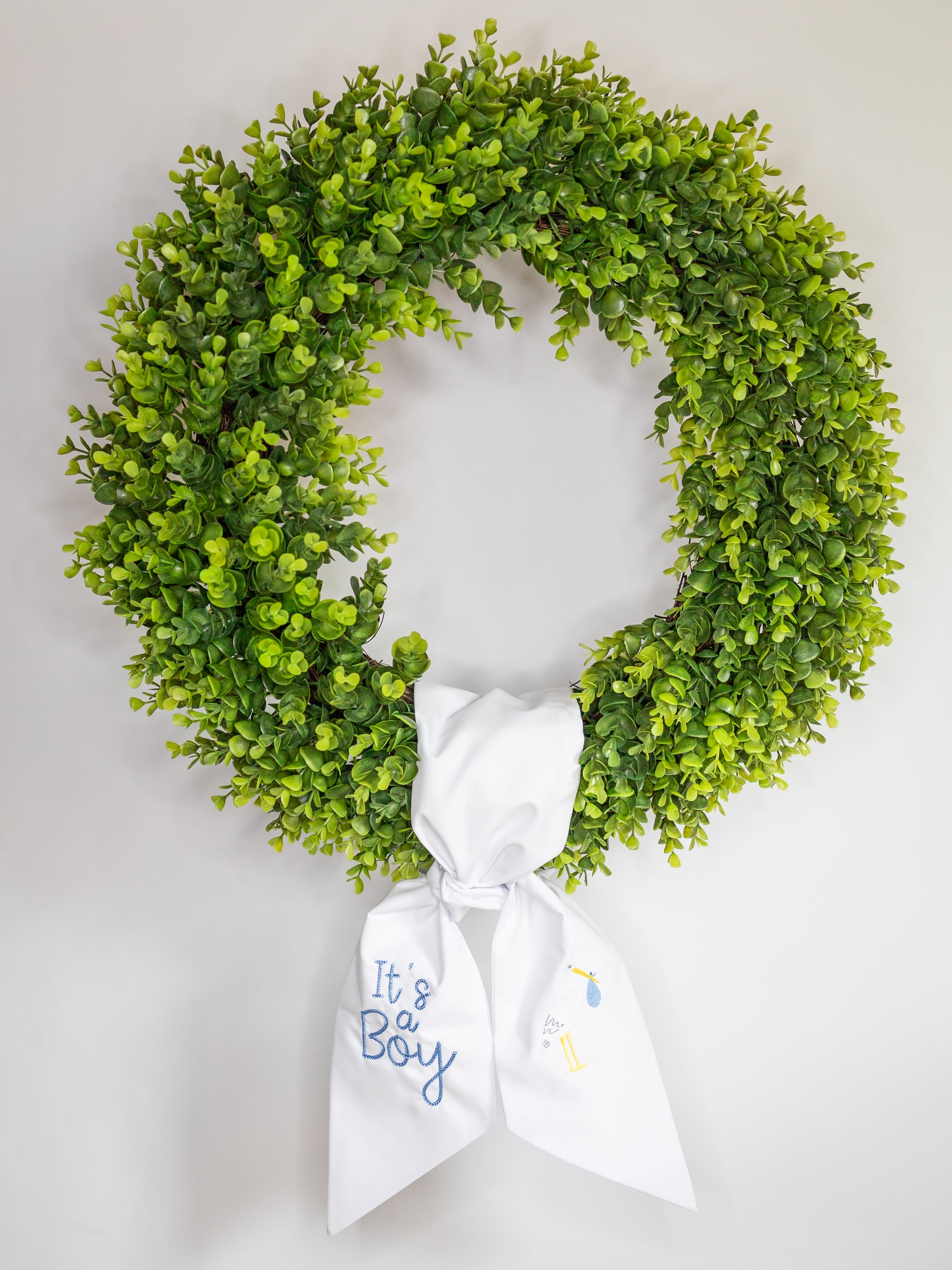 Embroidered Baby Boy Wreath Sash