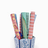 Block Print Wrapping Paper Sheets- Red Floral Stripe