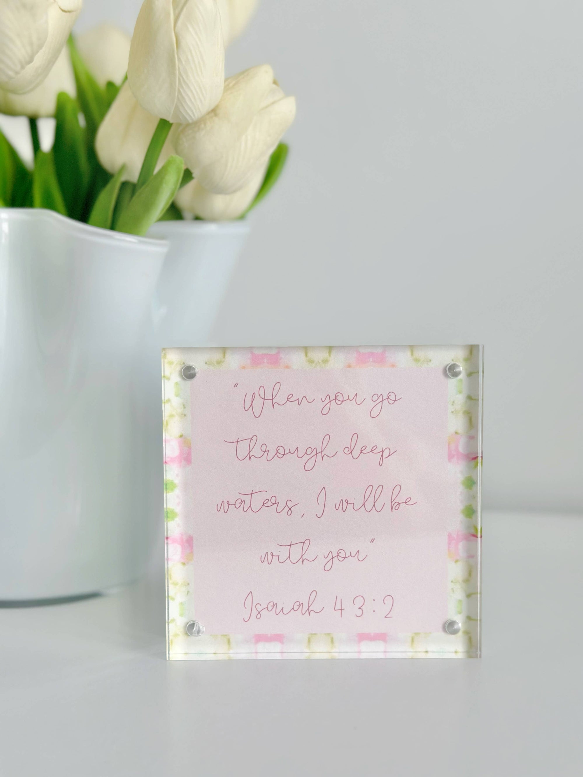 Bible Verse in Acrylic Frame- Pink