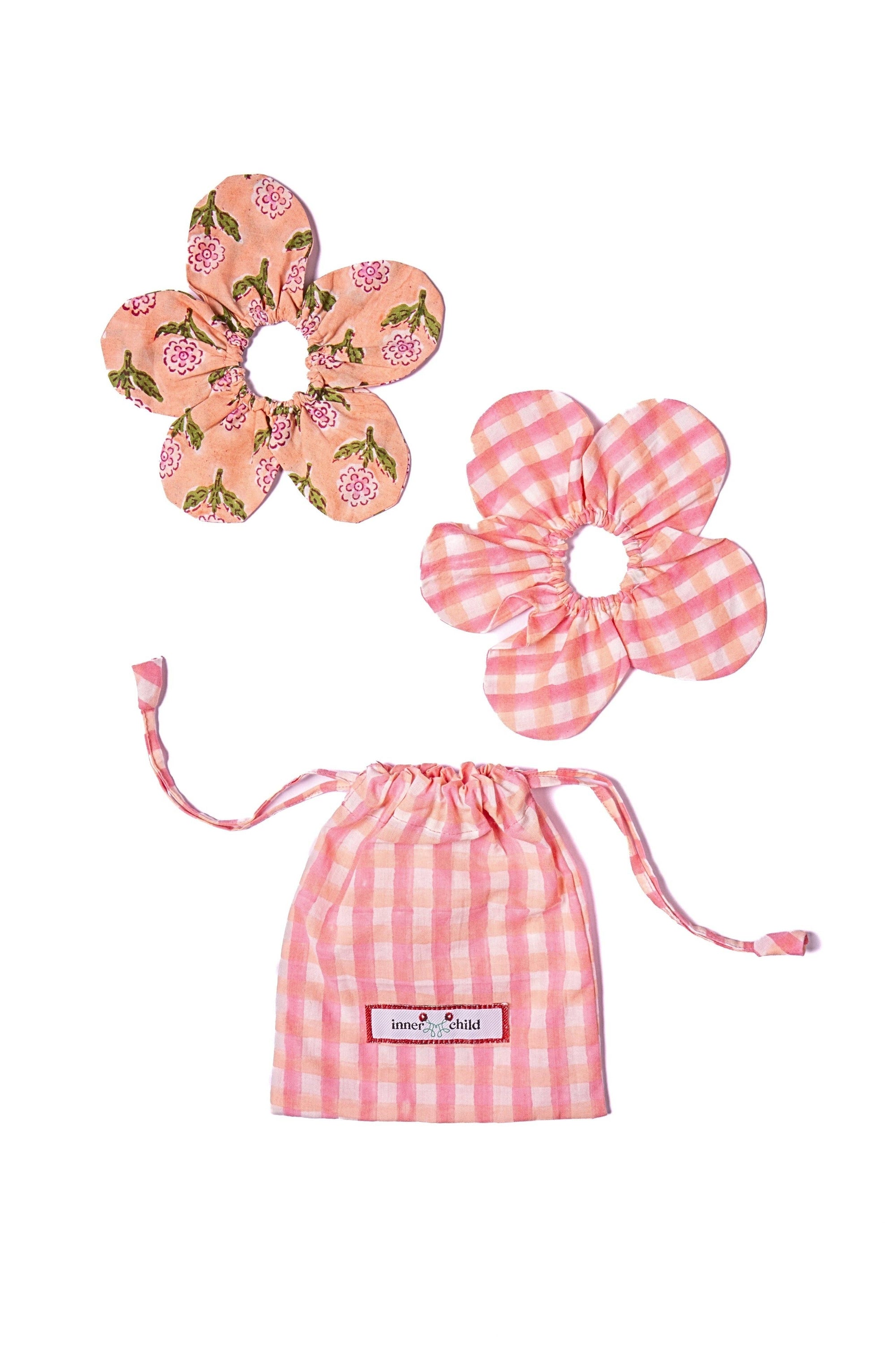 Block Print Scrunchie Set- Pink