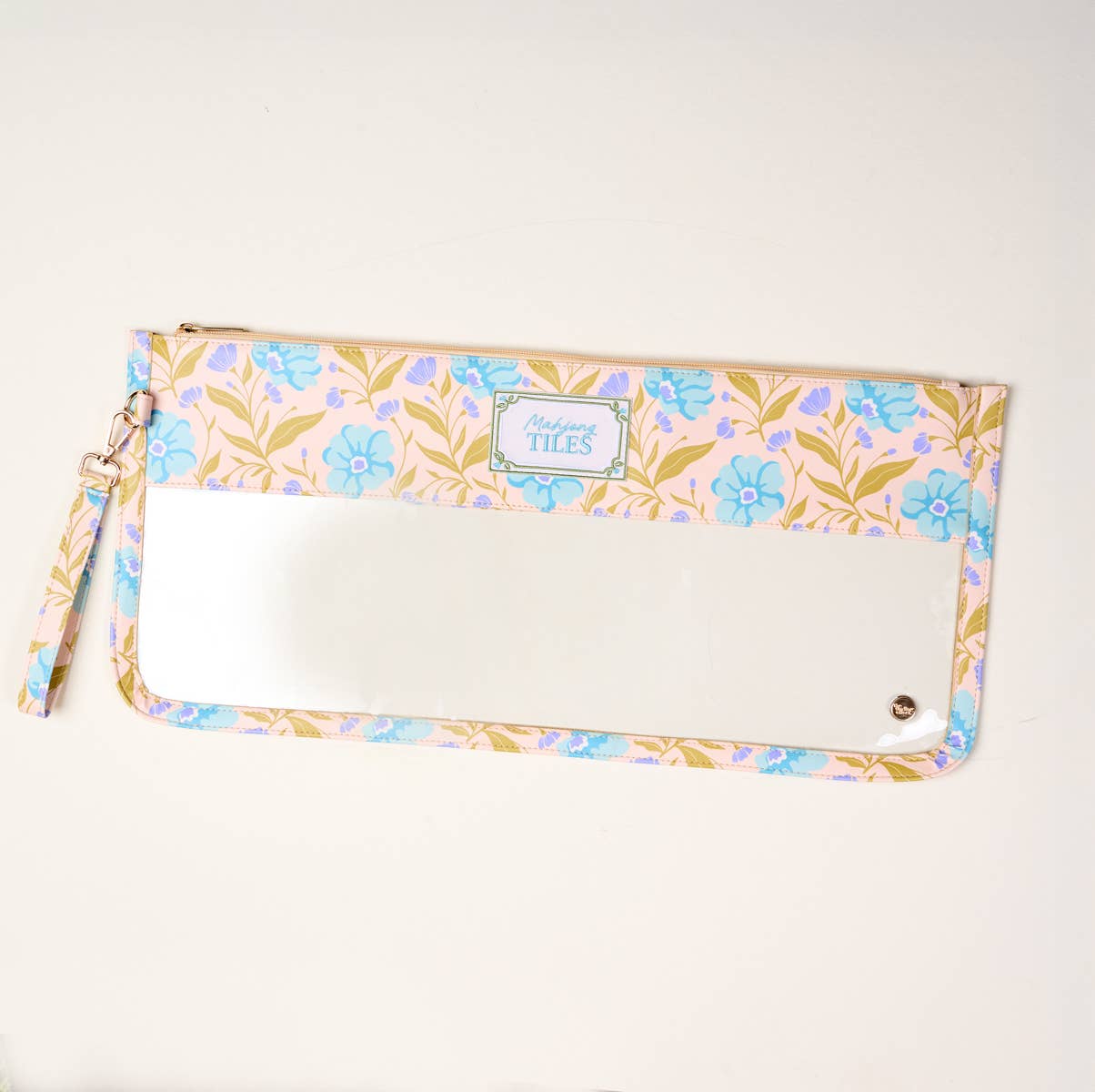 Mahjong Tile Keeper Pouch– Poppin' Petals Aqua