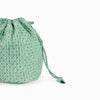 Block Print Jewelry Pouch- Green Dots