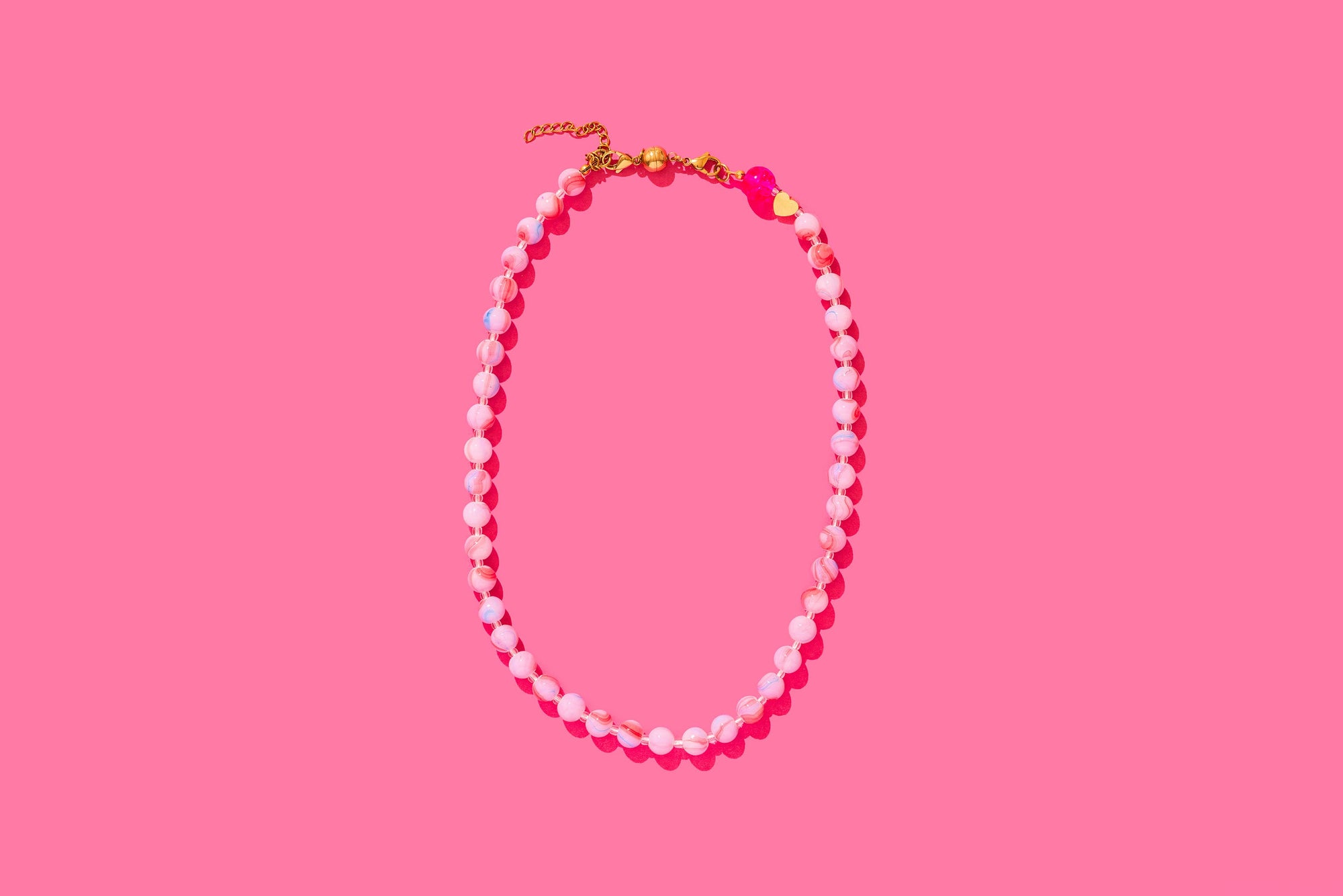 "Mabel" Pink Beaded Necklace