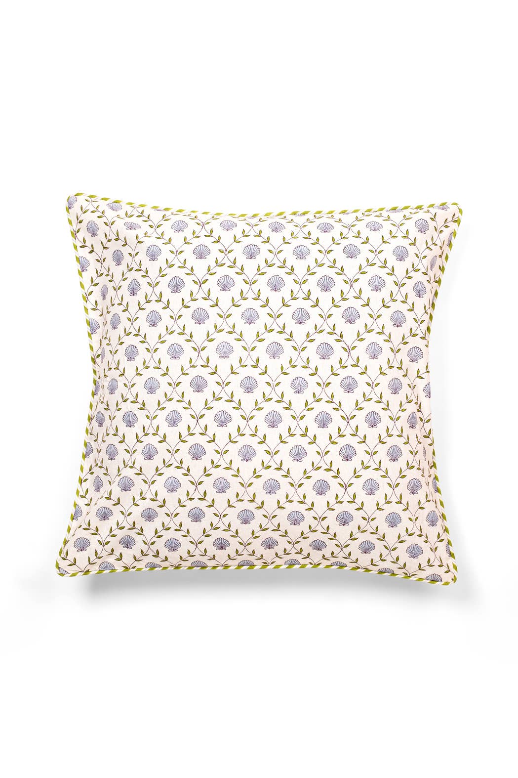 Seashell Blockprint Pillow Cover