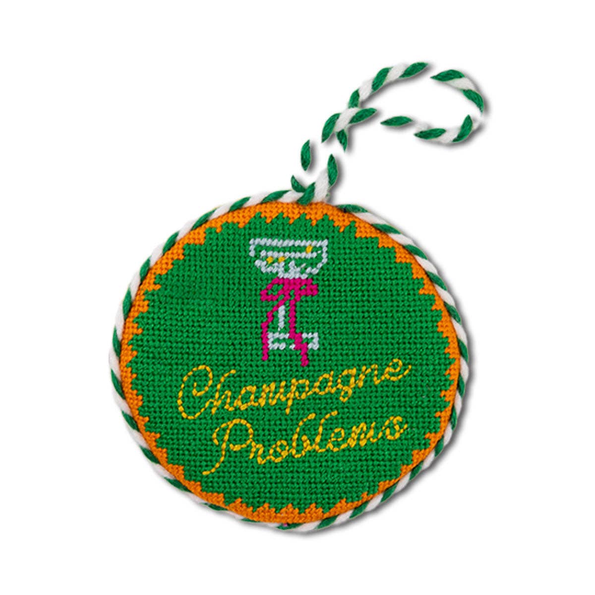 "Champagne Problems" Needlepoint Ornament