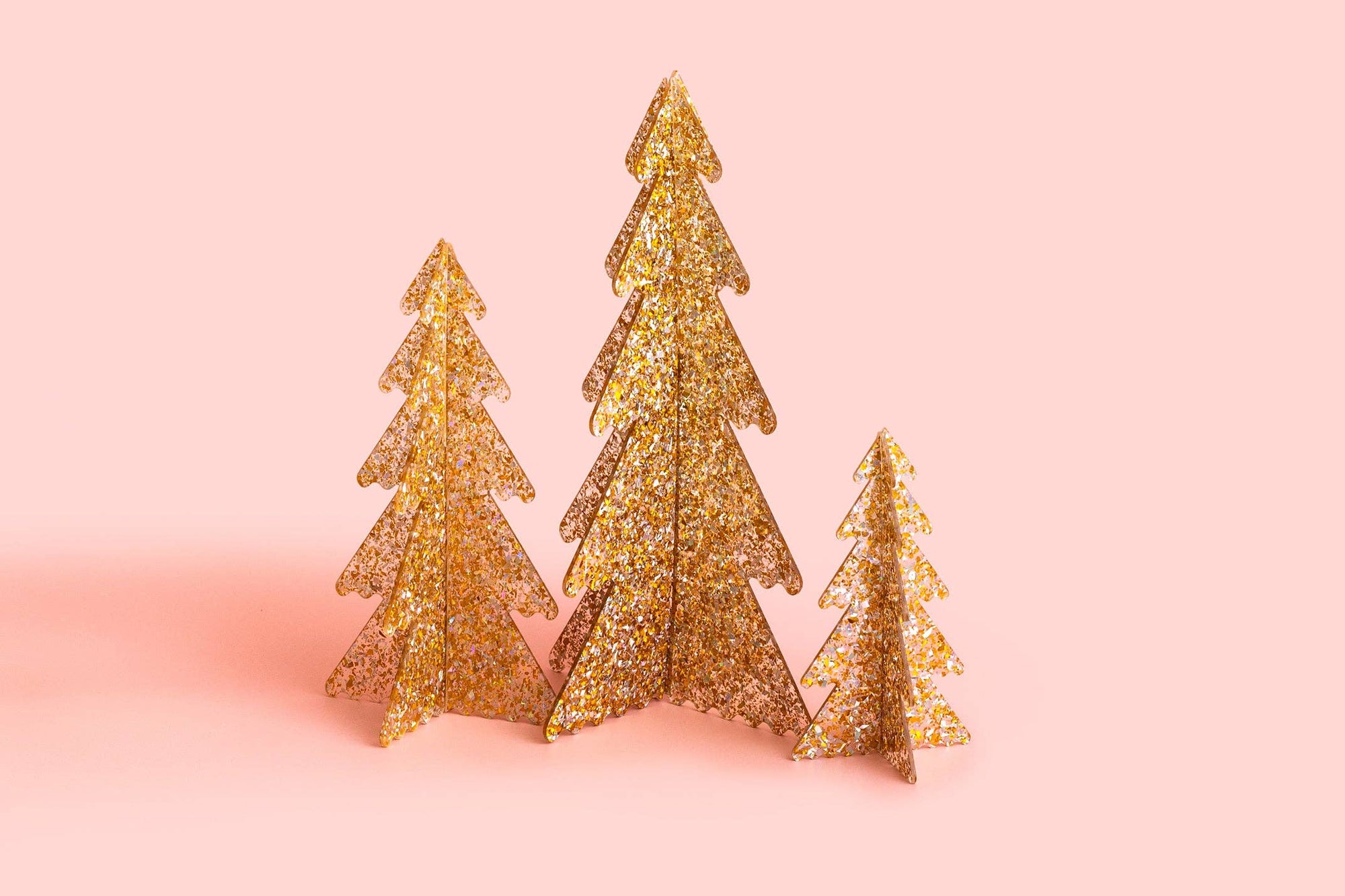 Gold Confetti Acrylic Holiday Trees