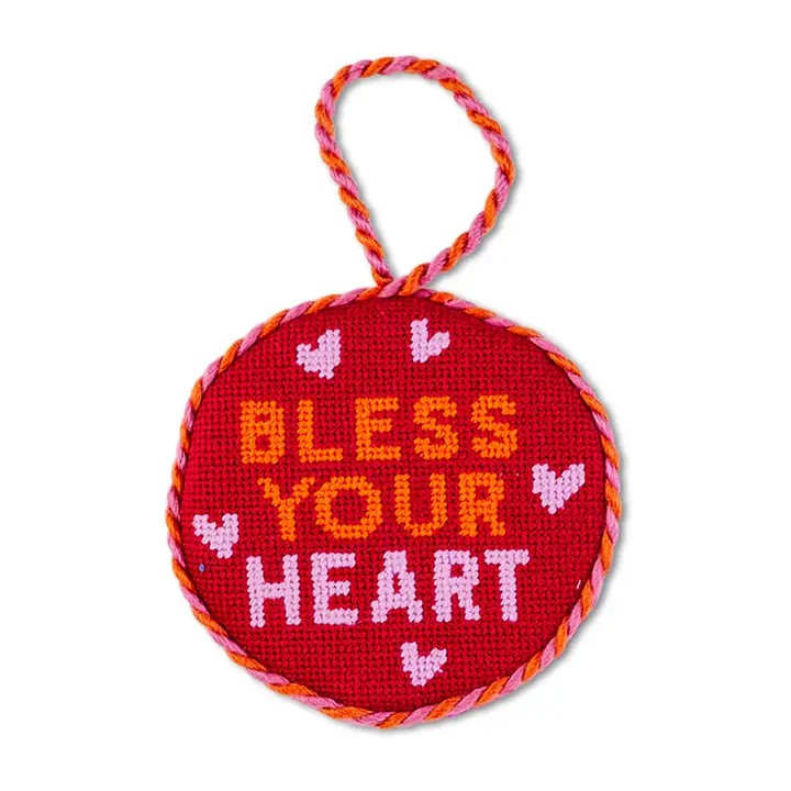 "Bless Your Heart" Needlepoint Ornament