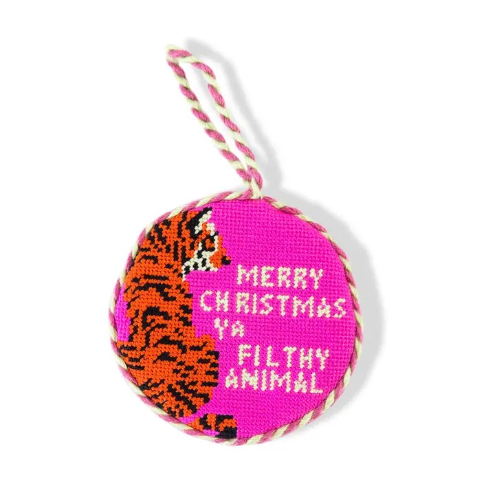 "Filthy Animal" Needlepoint Ornament