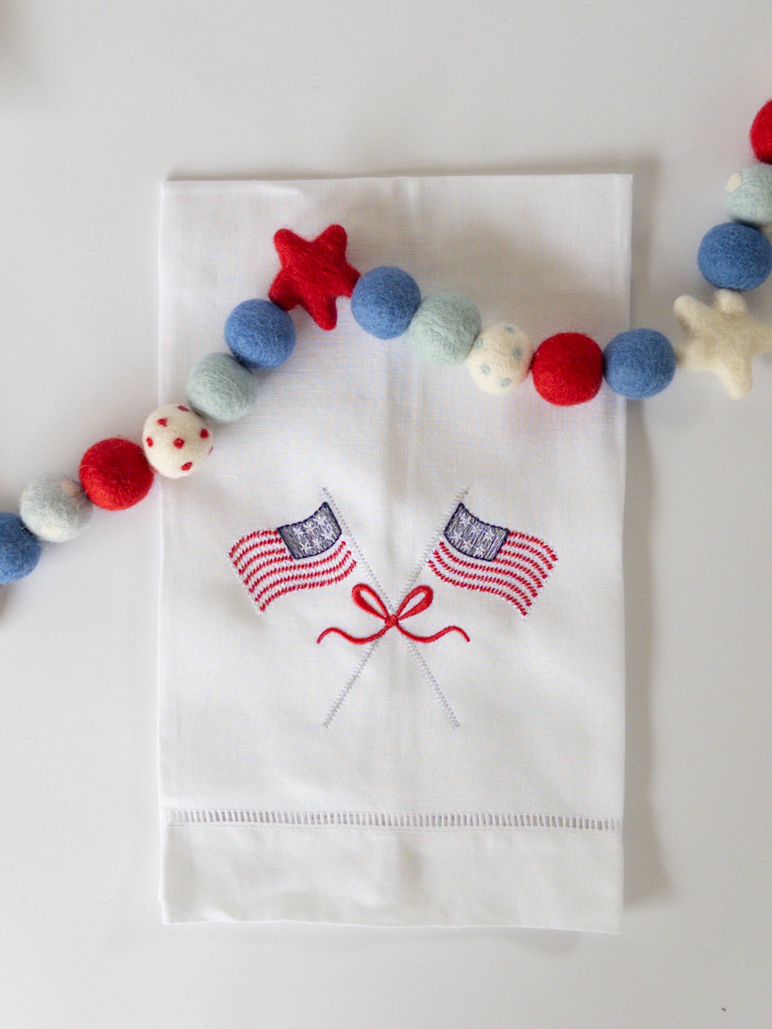 Embroidered Flag Linen Hand Towel