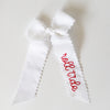 Monogrammed White Scalloped Bow