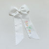 Monogrammed White Scalloped Bow