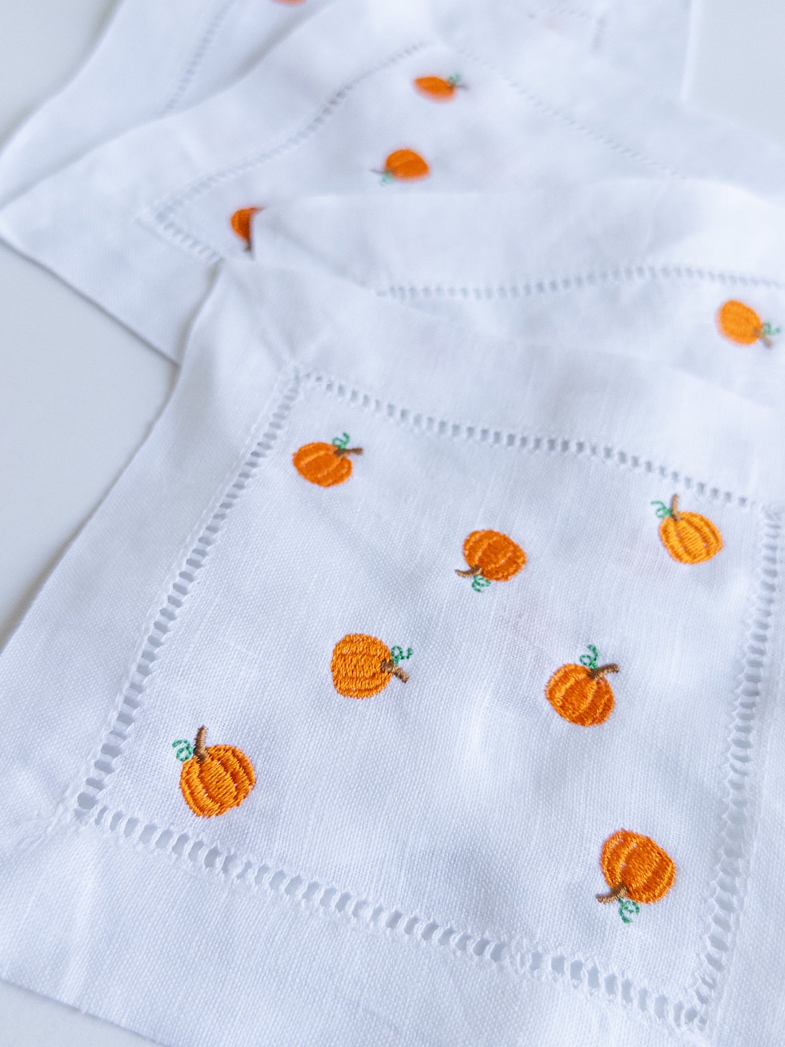 Embroidered Pumpkin Cocktail Napkins