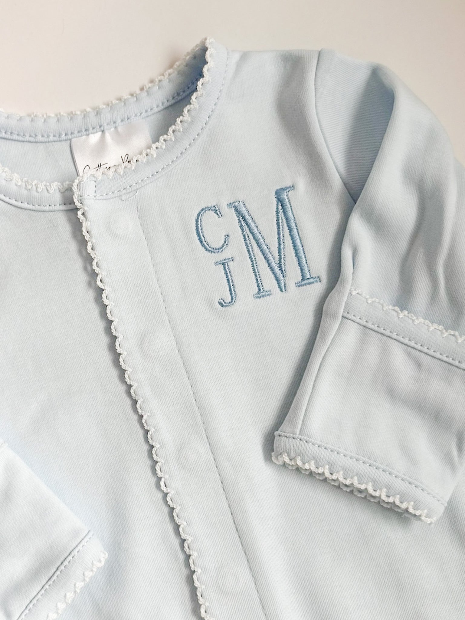 Monogrammed Picot Trim Footie