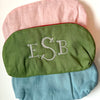 Monogrammed Linen Cosmetic Bag