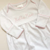Monogrammed Picot Trim Baby Gown