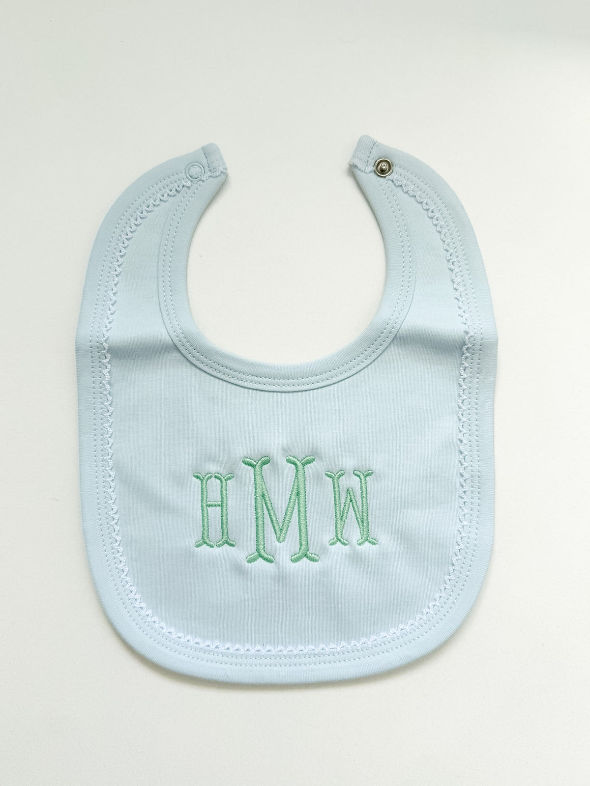 Monogrammed Picot Trim Bib