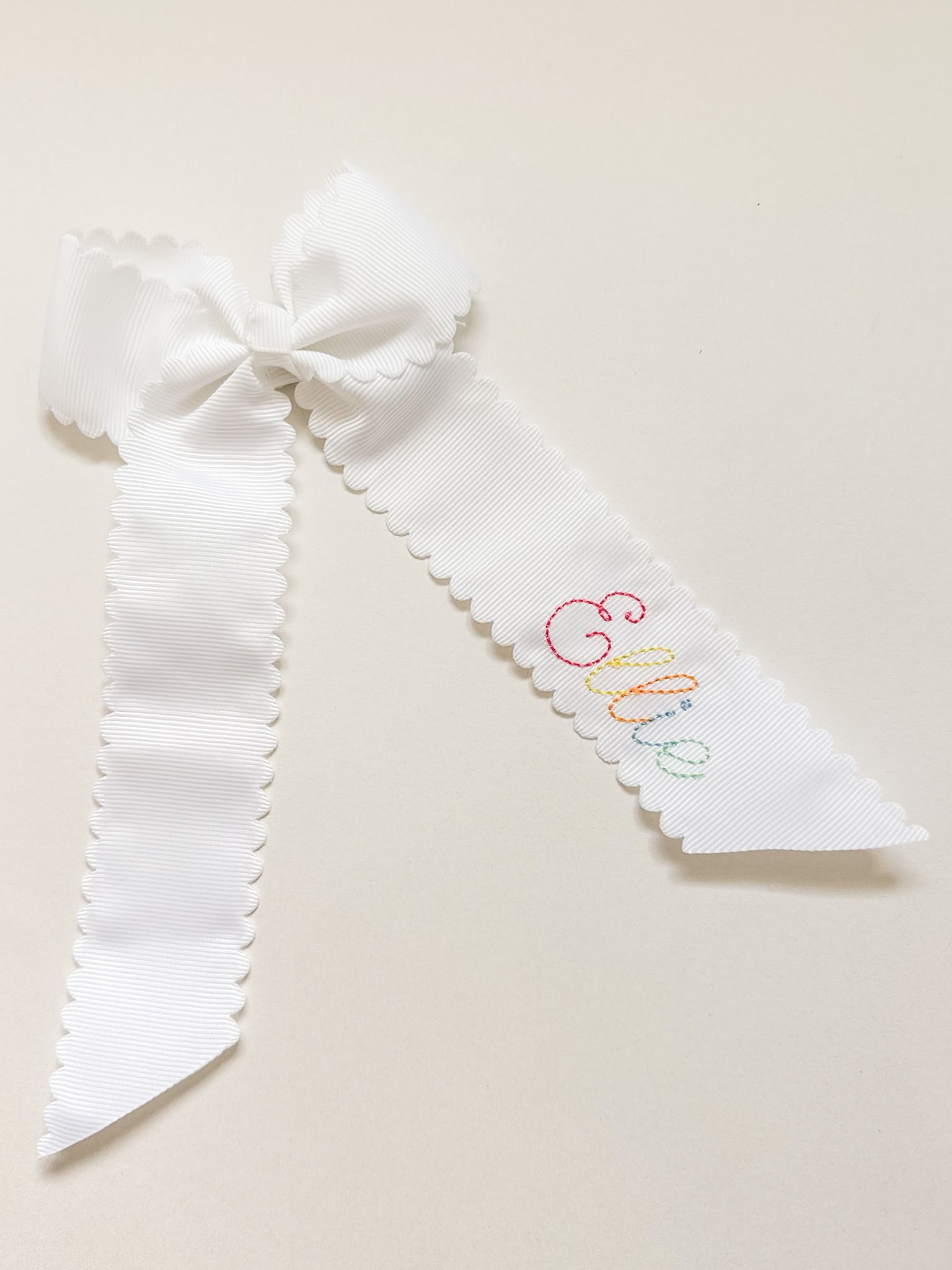Monogrammed Moon Stitch Hair Bow
