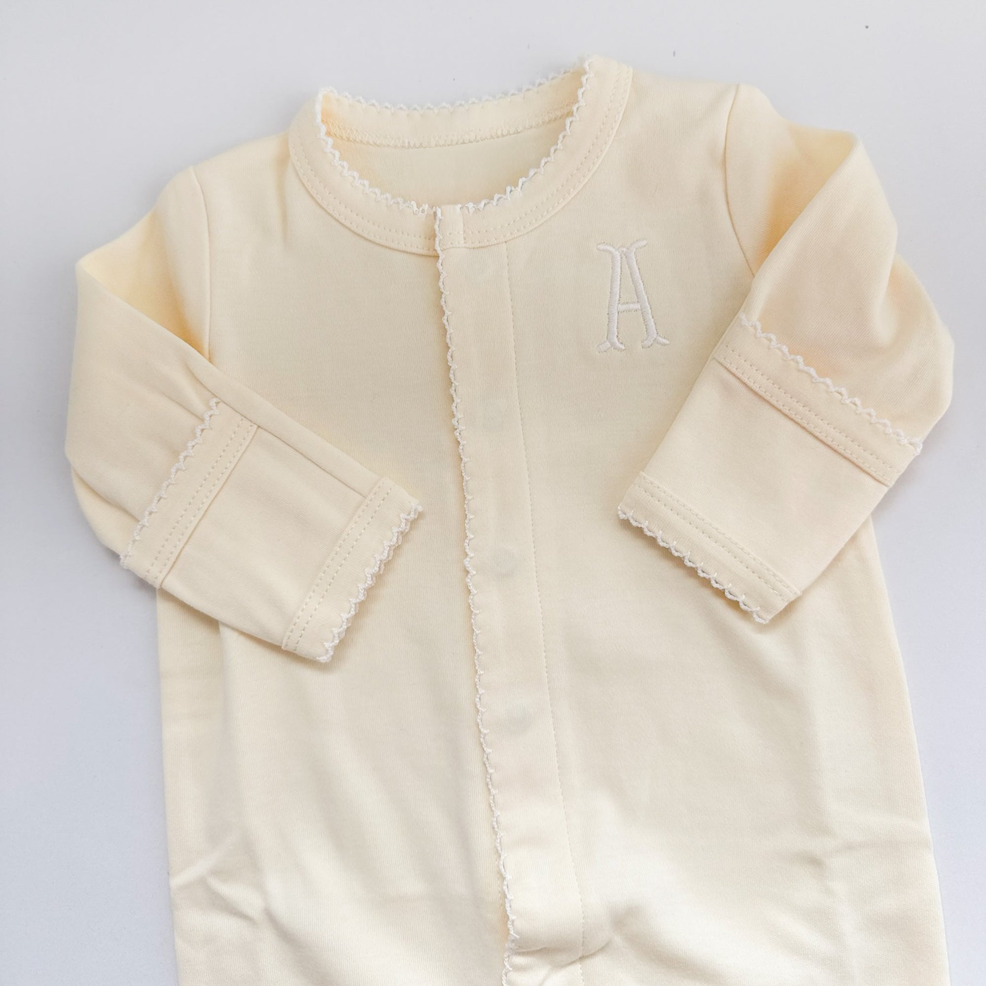 Monogrammed Picot Trim Footie