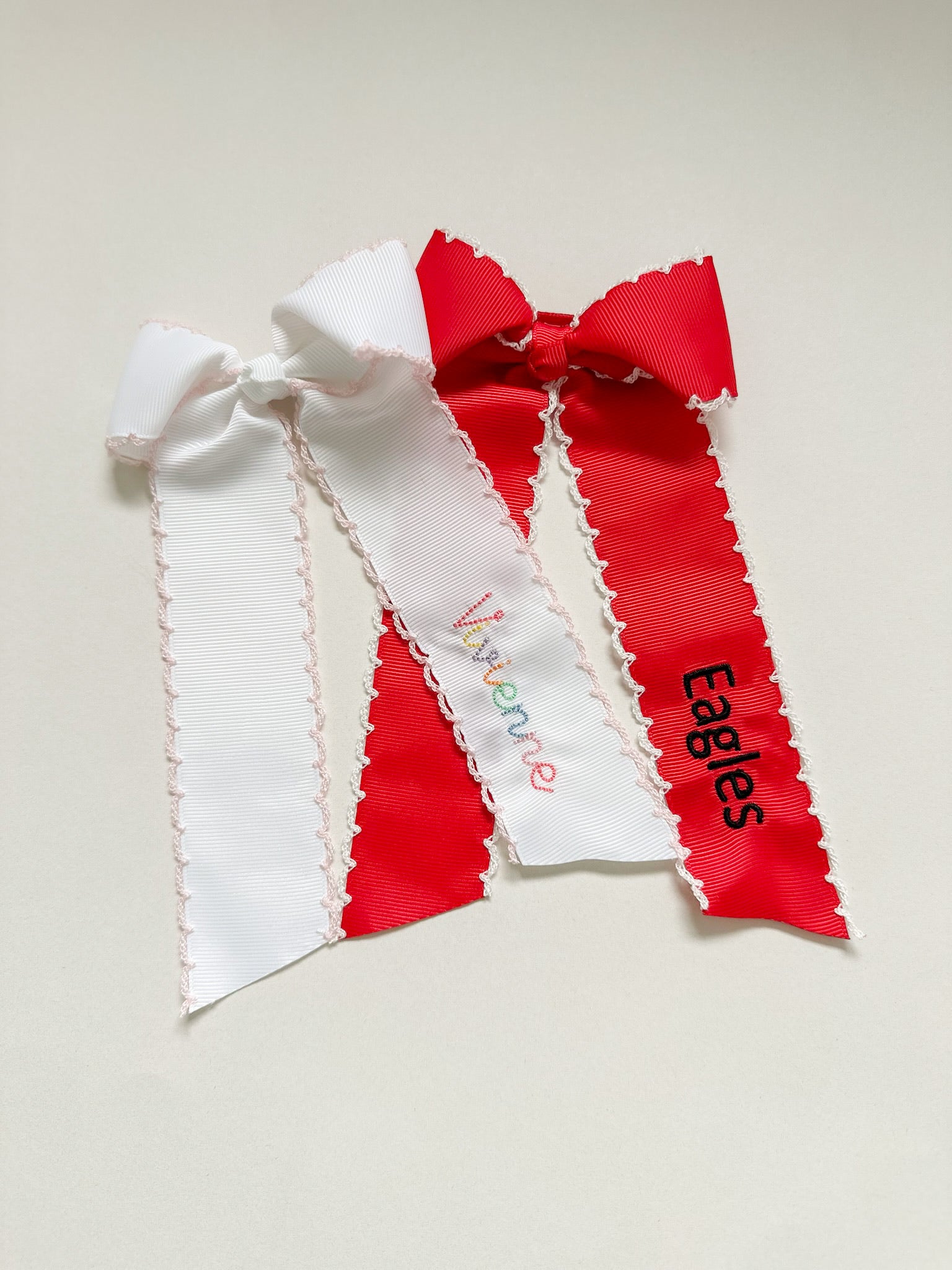 Monogrammed Moon Stitch Hair Bow