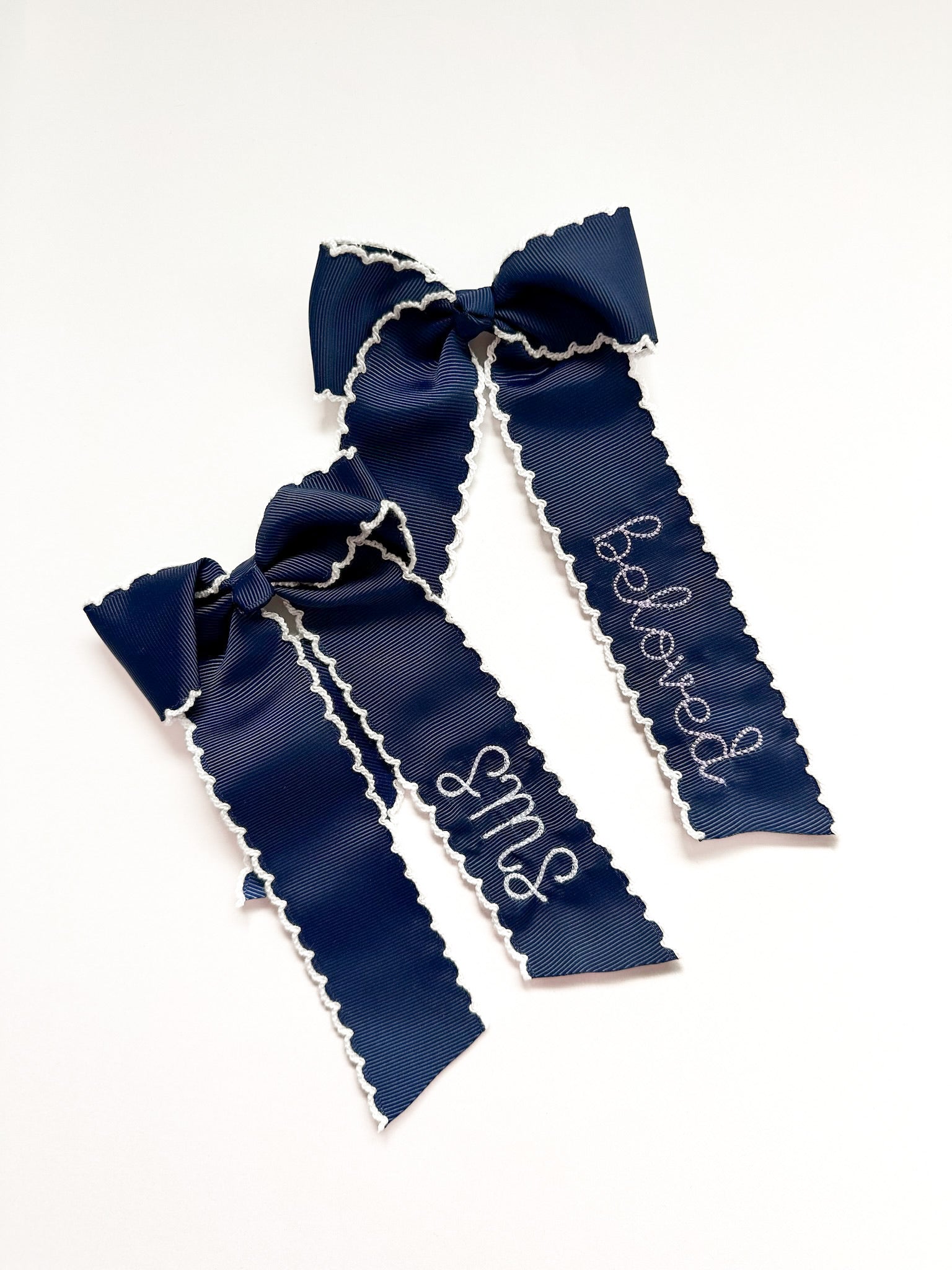Monogrammed Moon Stitch Hair Bow