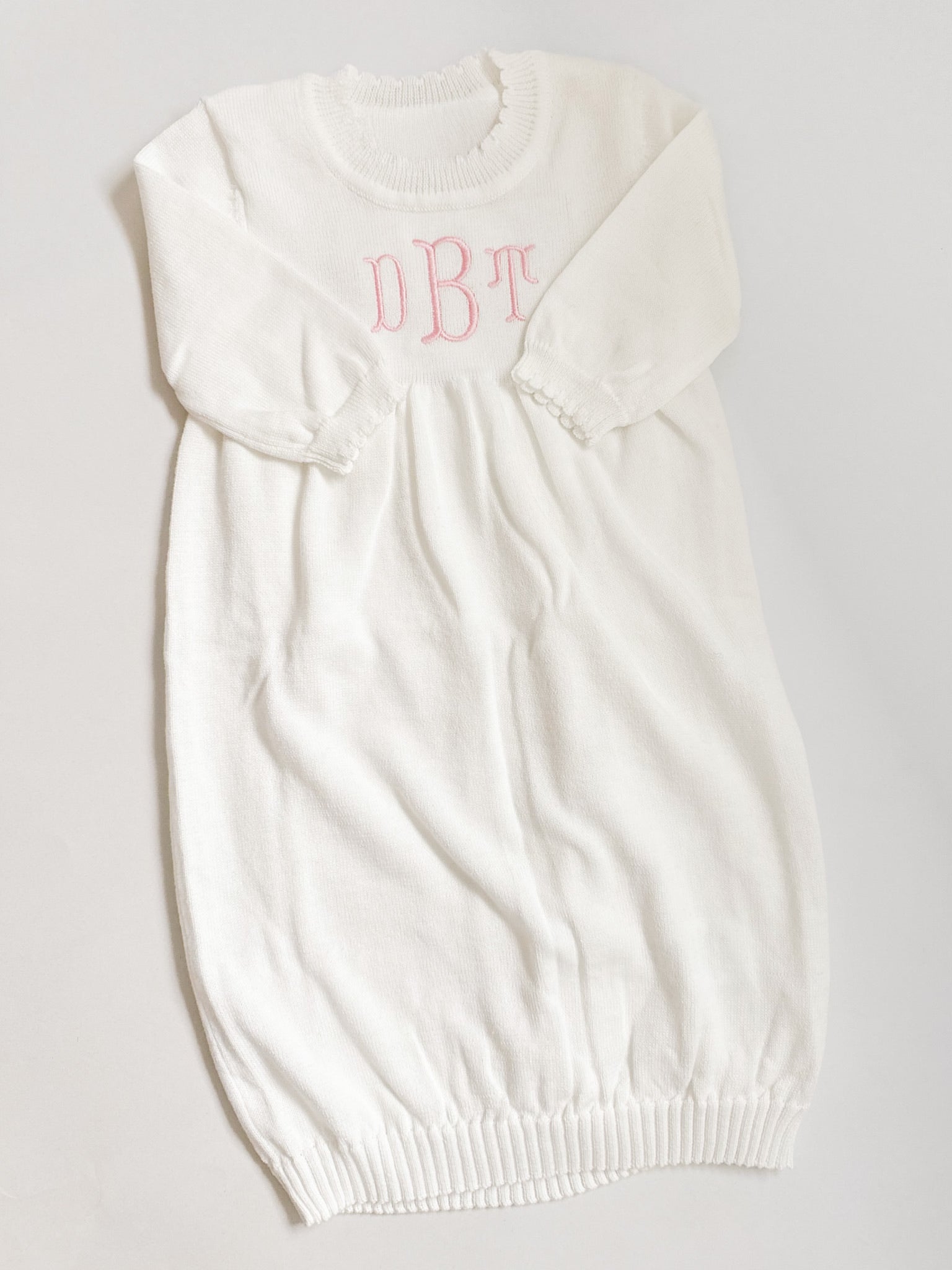 Monogrammed Knit Baby Gown