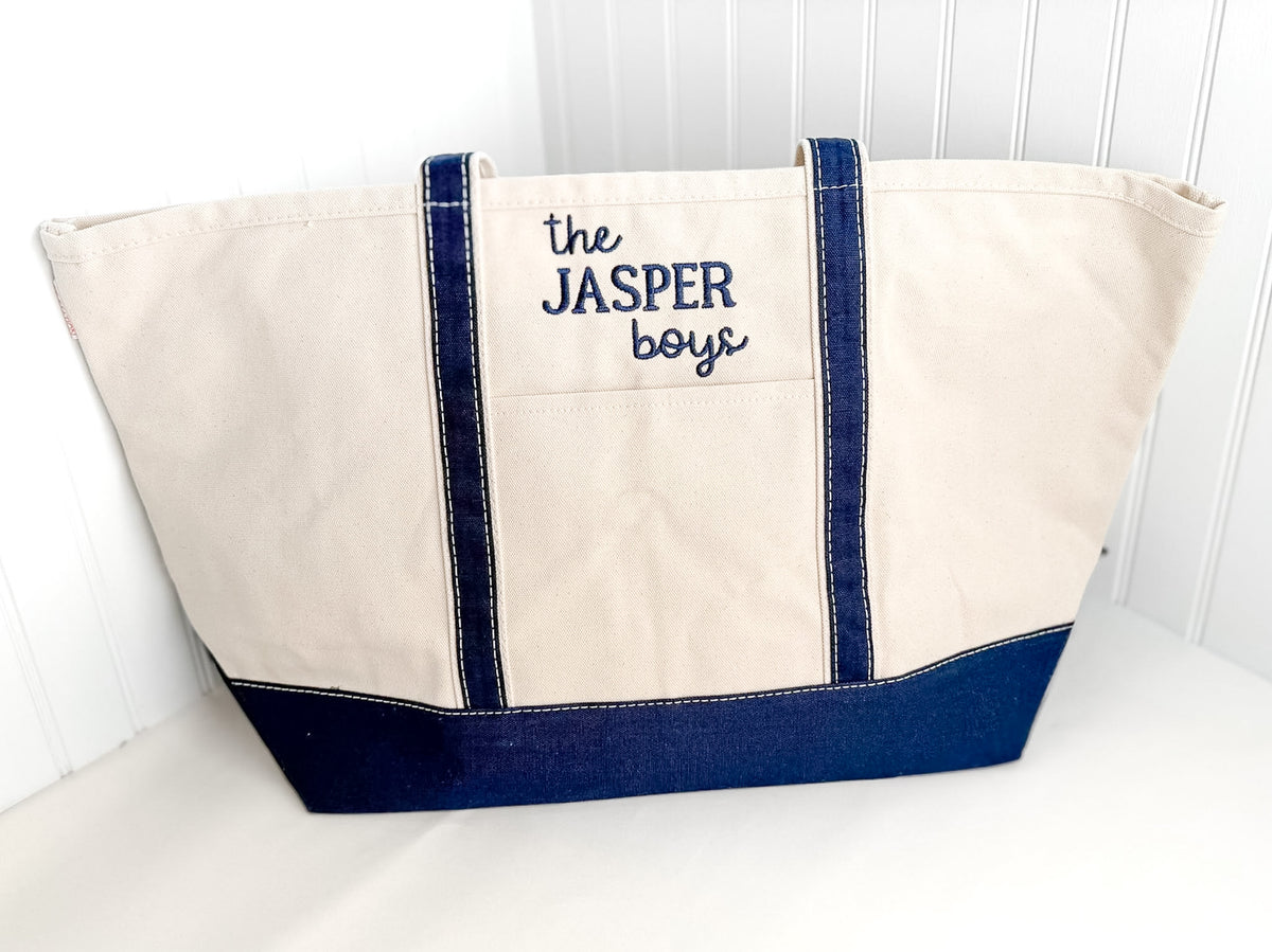 Monogrammed Large Canvas Tote Bag