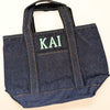 Monogrammed Small Denim Tote