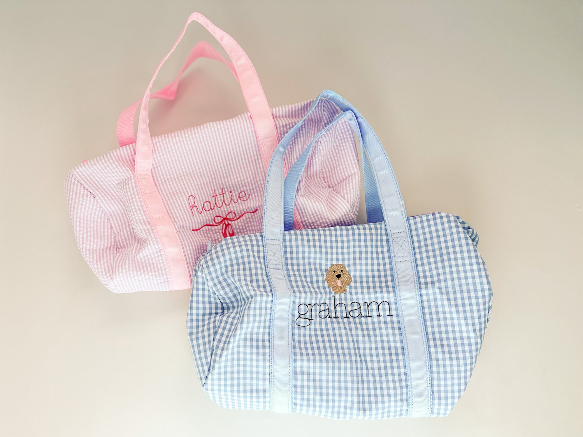 Monogrammed *Gingham* Baby Duffle Bag