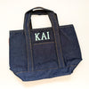 Monogrammed Small Denim Tote