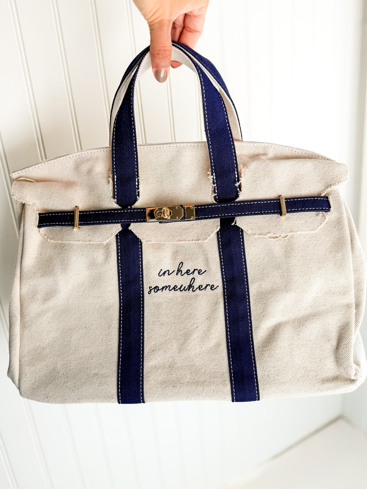 Monogrammed Canvas Boatkin- Navy
