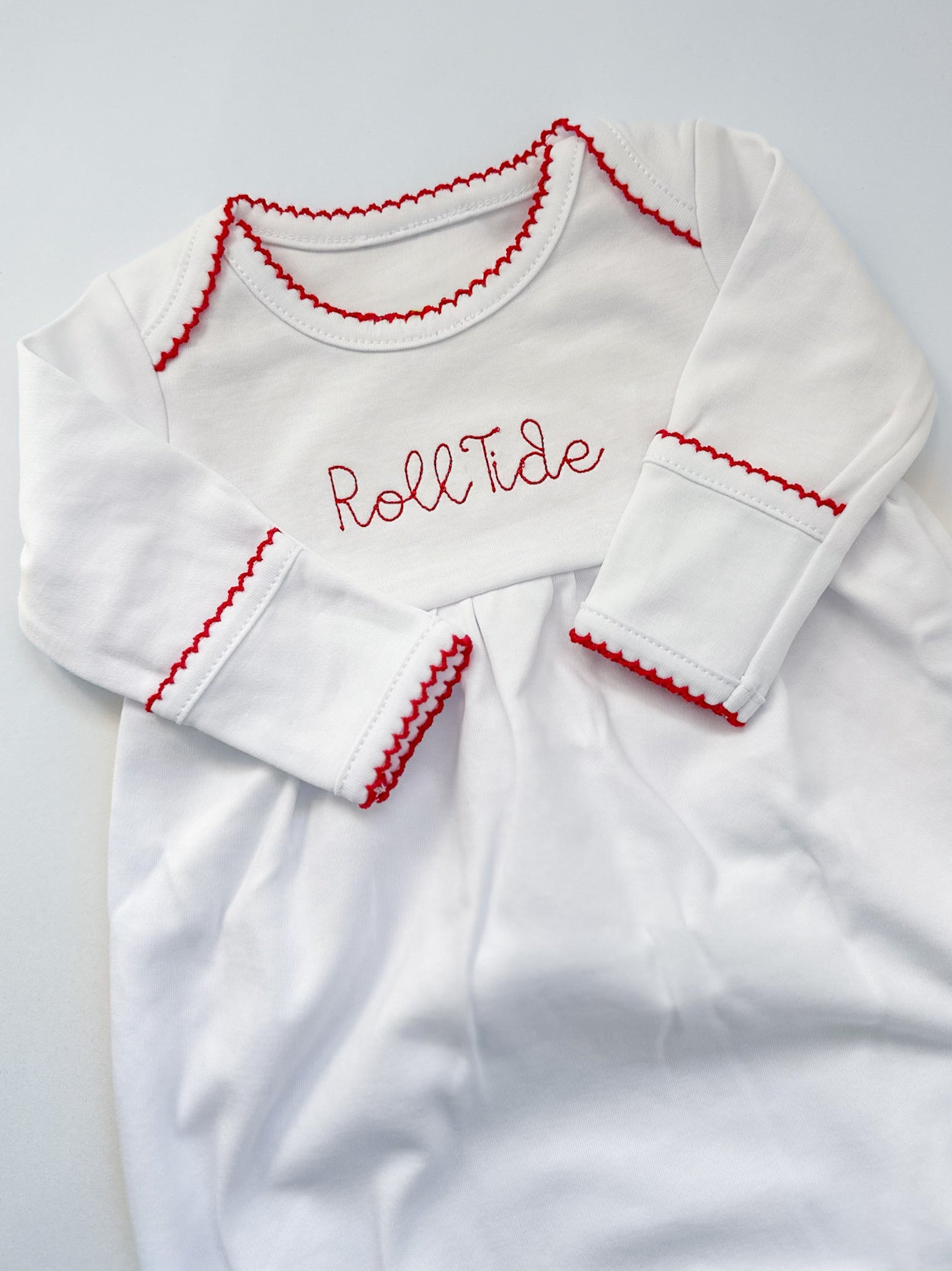 Monogrammed Picot Trim Baby Gown Stitch-Able Monogrammed Picot Trim Baby Gown Stitch-Able