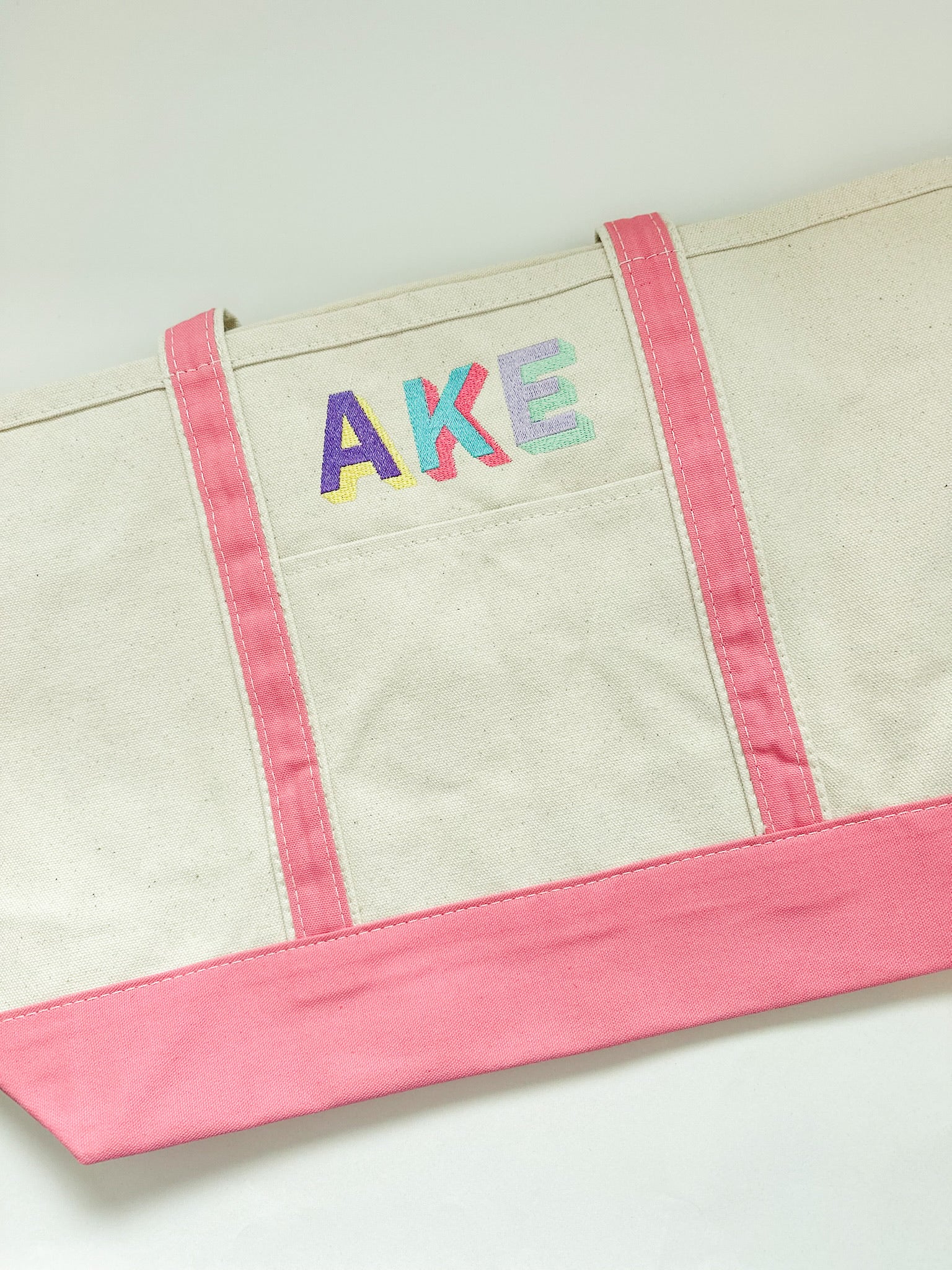 Monogrammed Large Canvas Tote Bag