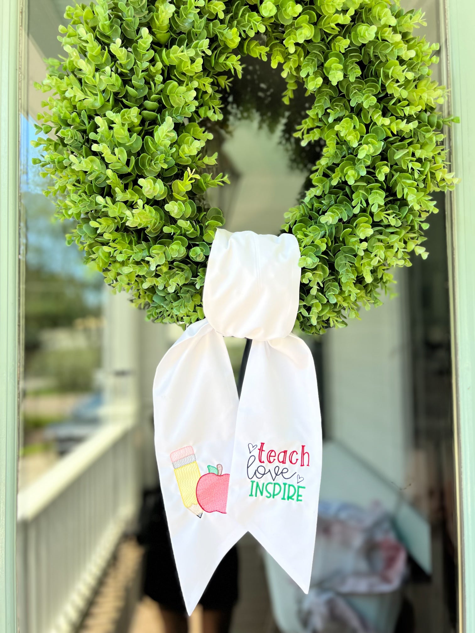 Embroidered Teacher Wreath Sash