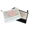 Monogrammed Linen Cosmetic Bag