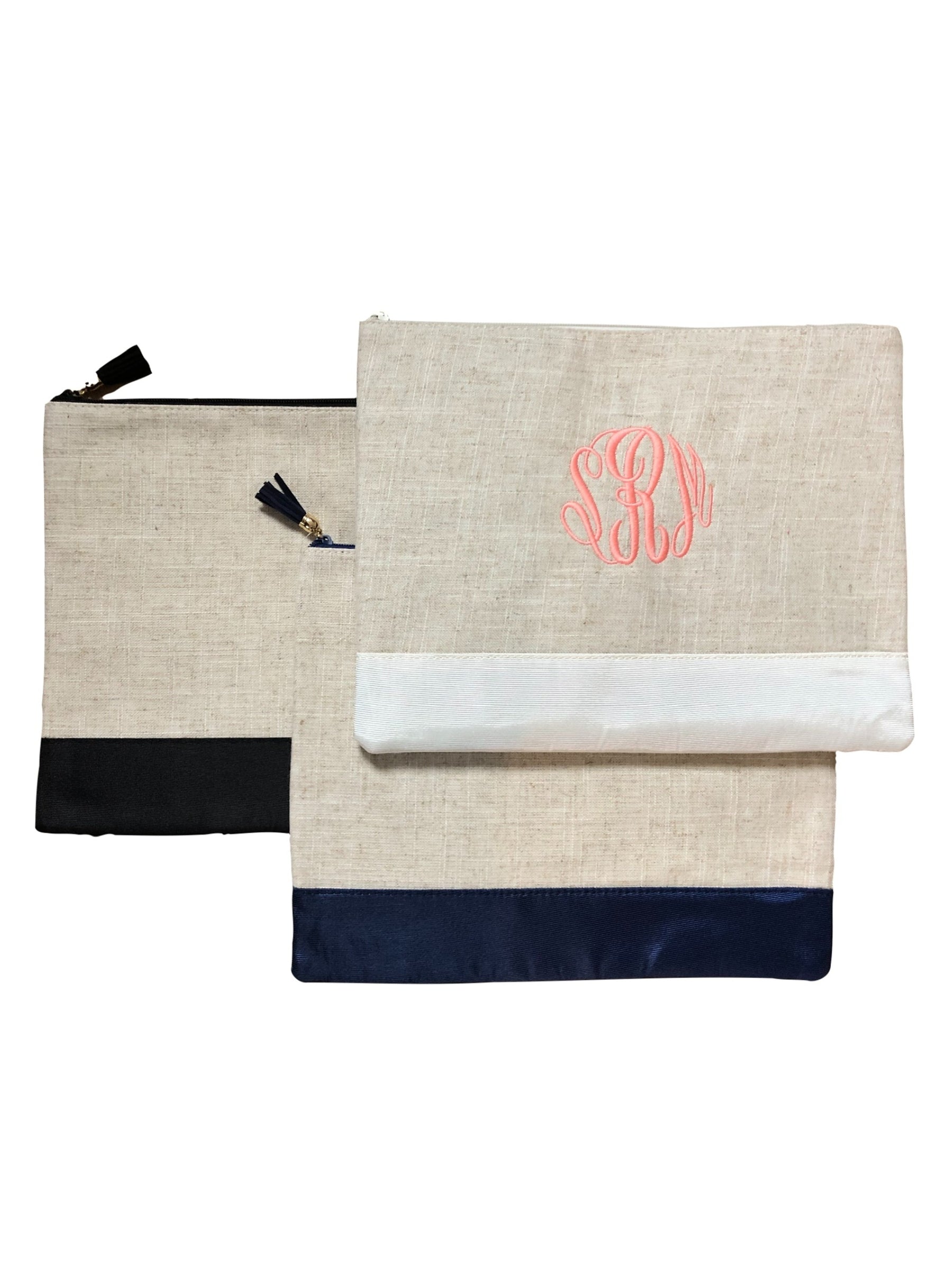 Monogrammed Linen Pouch