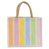 Monogrammed Medium Rainbow Stripe Jute Tote Bag