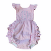 Monogrammed Girl's Seersucker Ruffle Sunsuit