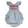 Monogrammed Girl's Seersucker Ruffle Sunsuit