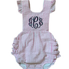 Monogrammed Girl's Seersucker Ruffle Sunsuit