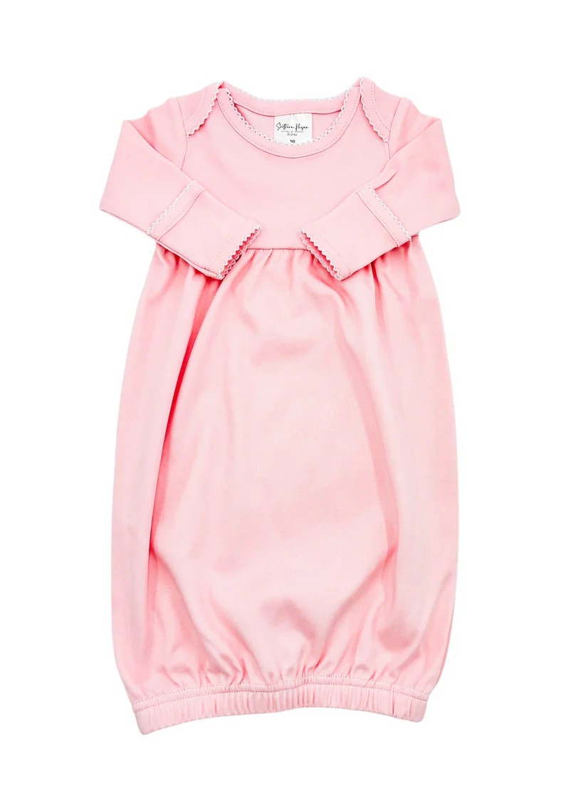 Monogrammed Picot Trim Baby Gown