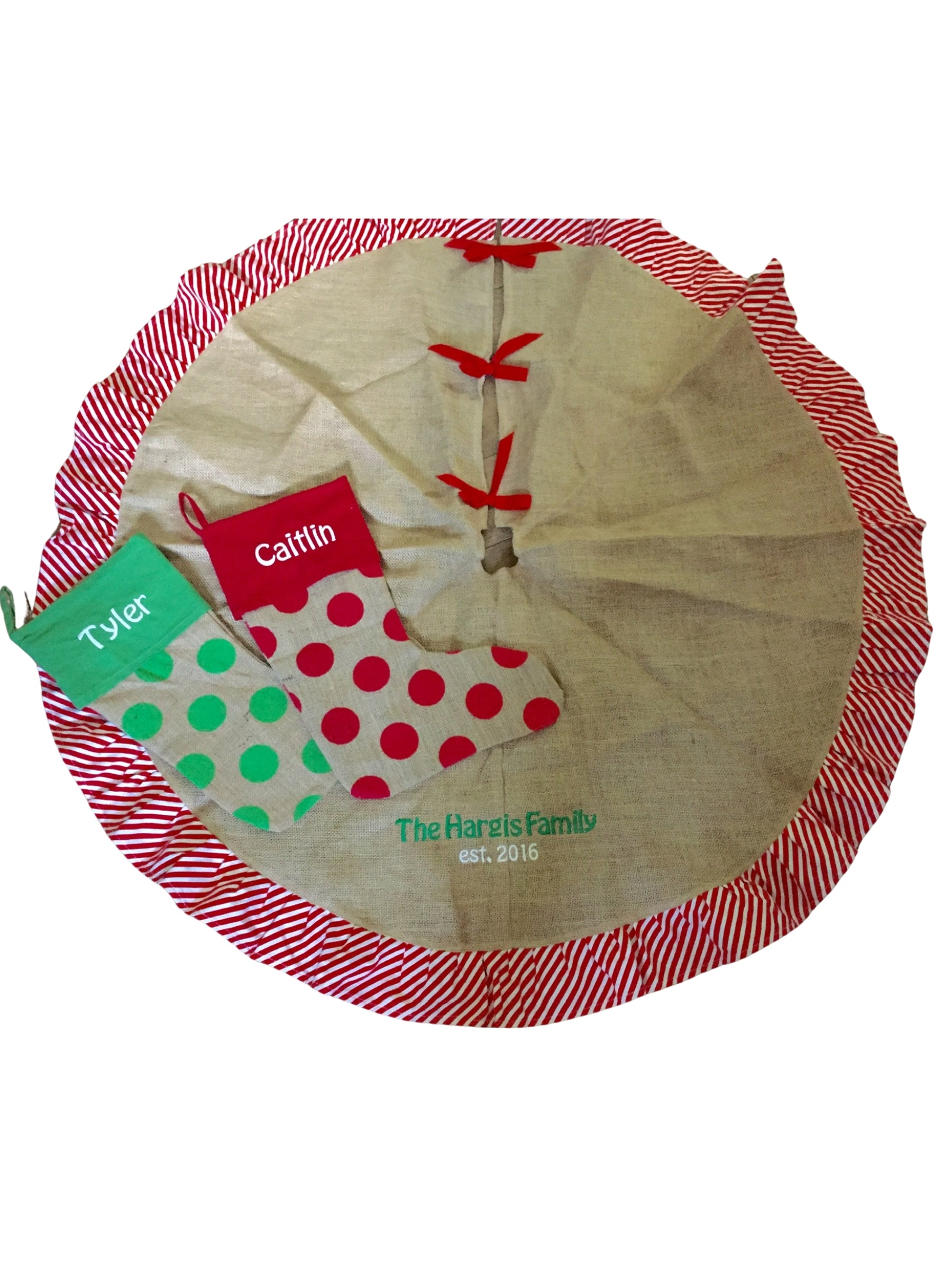 Monogrammed Jute Christmas Tree Skirt