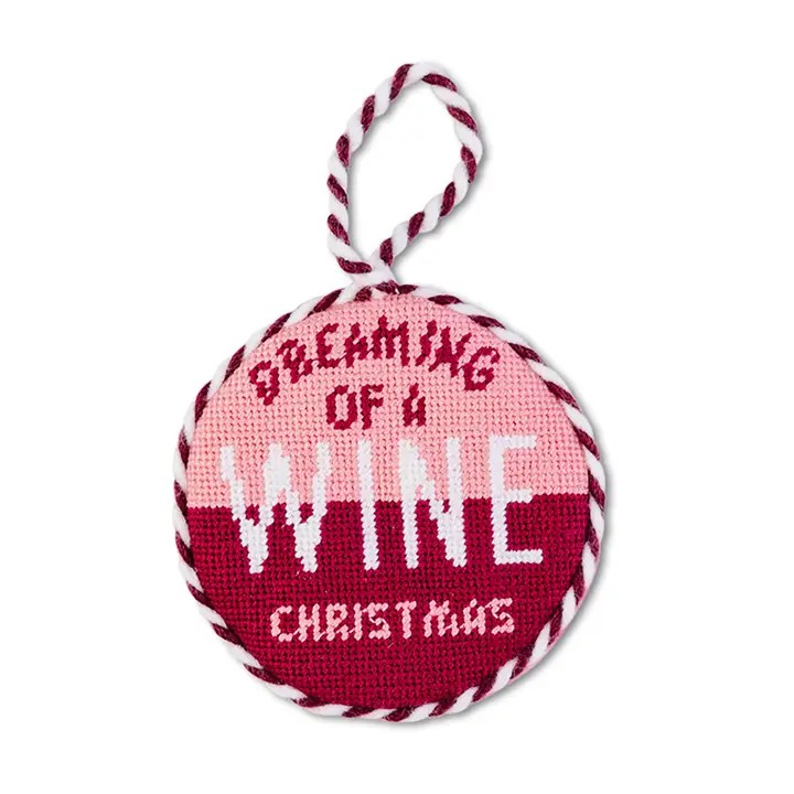 "Wine Christmas" Needlepoint Ornament